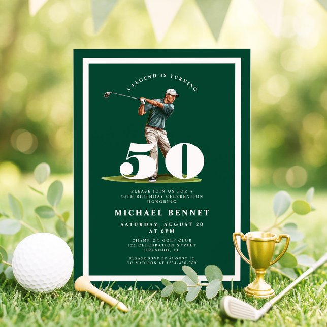 Green Golf 50th Birthday Invitation (Green Golf 50th Birthday Invitation)
