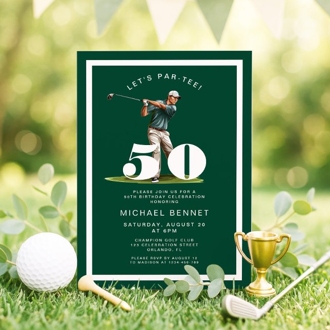 Green Golf 50th Birthday Invitation (Green Golf 50th Birthday Invitation)