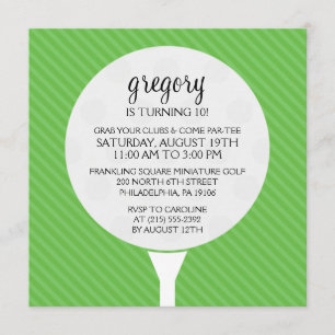 Green Golf Ball Miniature Golf Birthday Party Invitation