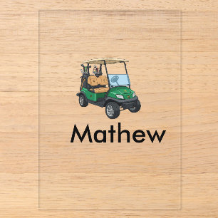 Green golf car name man sports boy gifts letter acrylic invitations