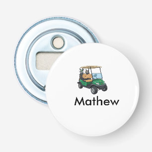 Green golf car name man sports boy gifts letter bottle opener
