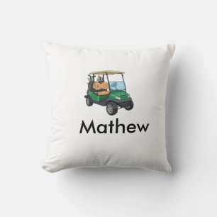 Green golf car name man sports boy gifts letter cushion