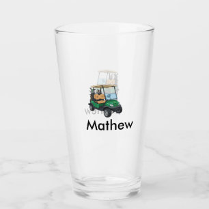 Green golf car name man sports boy gifts letter glass