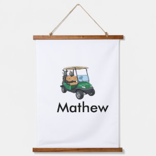 Green golf car name man sports boy gifts letter hanging tapestry