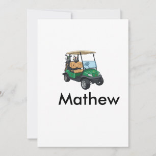 Green golf car name man sports boy gifts letter invitation