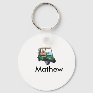 Green golf car name man sports boy gifts letter key ring