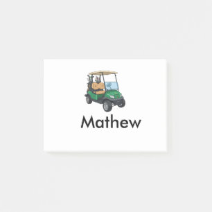 Green golf car name man sports boy gifts letter post-it notes