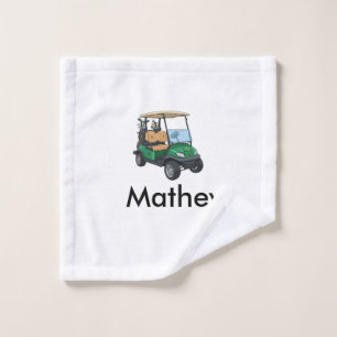 Green golf car name man sports boy gifts letter wash cloth