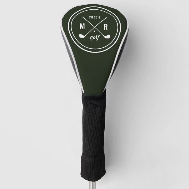 GREEN Golf CLub personalised logo monogram Head Cover (Front)