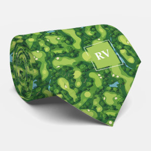 Green Golf Course Monogram Tie