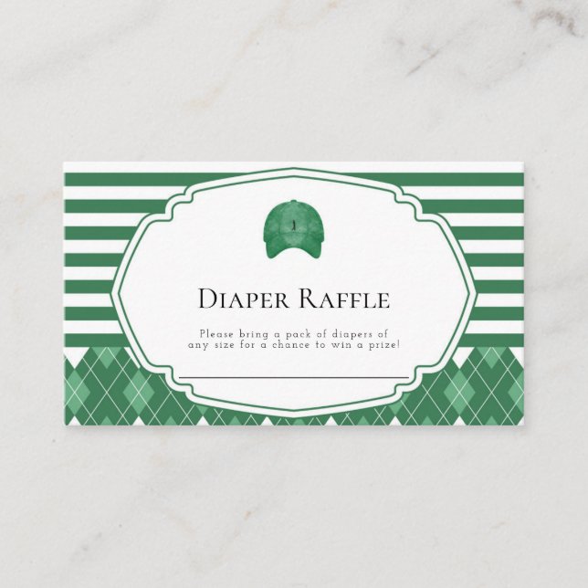 Green golf diaper raffle enclosure card (Front)