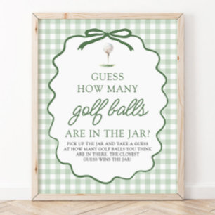Green Golf Guess How Many Golf Balls Baby Shower Poster