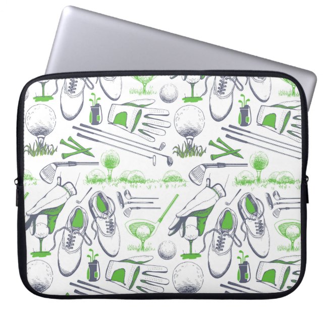 Green Golf Icons Pattern Laptop Sleeve (Front)