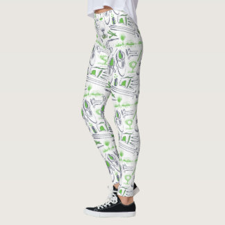 Green Golf Icons Pattern Leggings