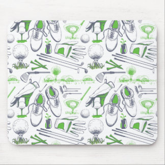 Green Golf Icons Pattern Mouse Pad