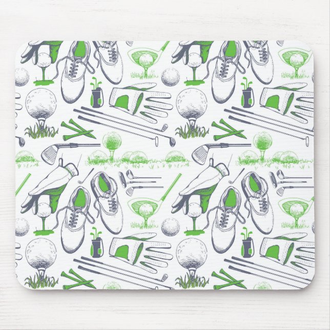 Green Golf Icons Pattern Mouse Pad (Front)