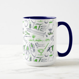 Green Golf Icons Pattern Mug