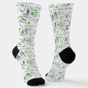 Green Golf Icons Pattern Socks