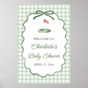 Green Golf New to the Club Baby Shower Welcome Poster