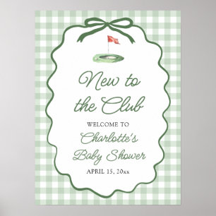 Green Golf New to the Club Baby Shower Welcome Poster