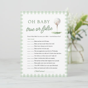 Green Golf Oh Baby True or False Baby Shower Game Invitation
