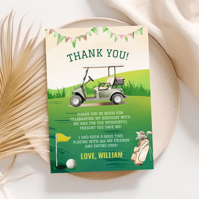 Green Golf Par-tee 1st Birthday Thank You Card (Creator Uploaded)