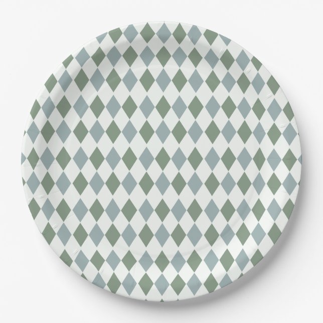 Green Golf Pattern Birthday  Paper Plate (Front)