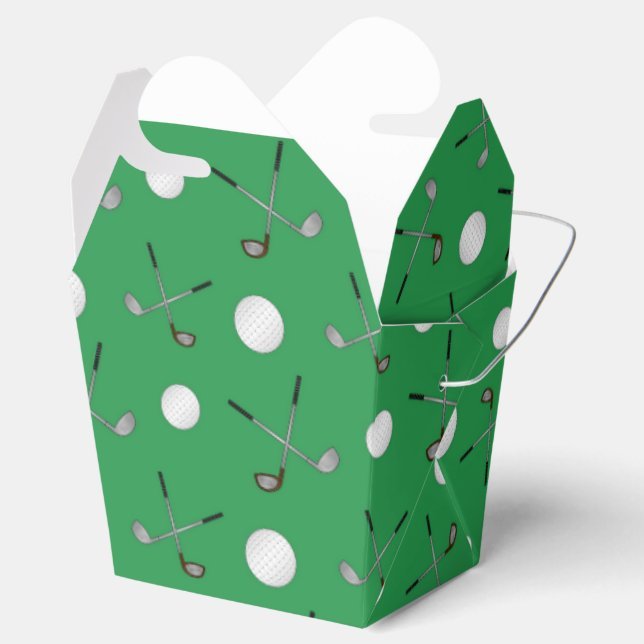 Green golf pattern favour box (Opened)
