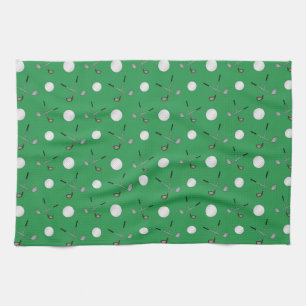 Green golf pattern tea towel