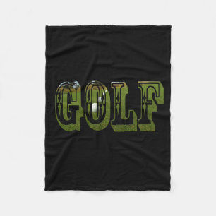 Green Golf Picture Logo on Black, Fleece Blanket