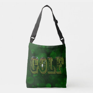 Green Golf Picture Logo On Green Bokeh, Crossbody Bag