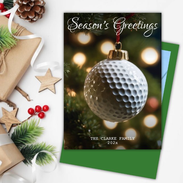 Green Golf Season's Greetings Christmas Photo Holiday Card (Creator Uploaded)