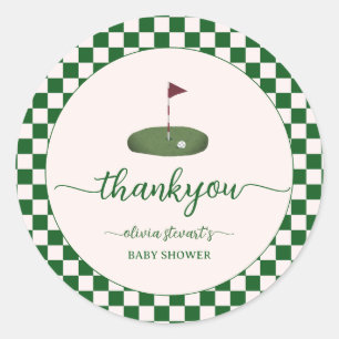 Green Golf theme Baby shower thank you Classic Round Sticker