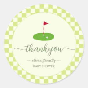 Green Golf theme Baby shower thank you Classic Round Sticker