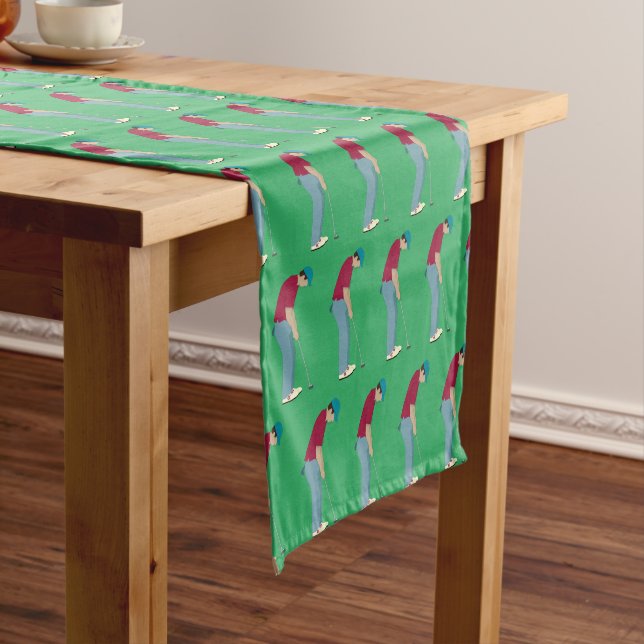 Green Golf Themed Short Table Runner (In Situ)