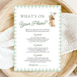 Green Golf What's on Your Phone Baby Shower Game Invitation
