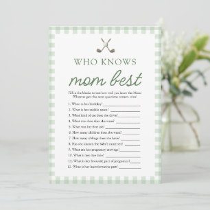 Green Golf Who Knows Mum Best Baby Shower Game Invitation