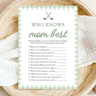 Green Golf Who Knows Mum Best Baby Shower Game Invitation
