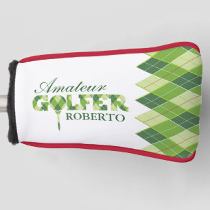 Green golfer argyle personalised cover