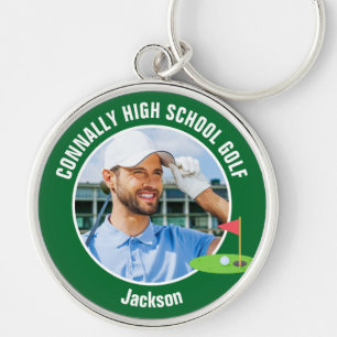 Green Golfer Photo High School Golf Team Key Ring
