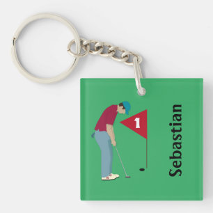 Green Golfer Putting  Keychain