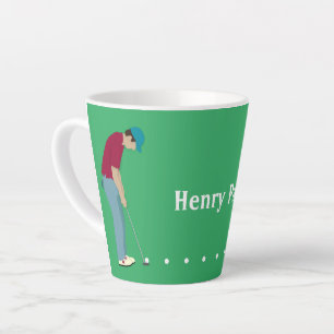 Green Golfer Putting Latte Mug