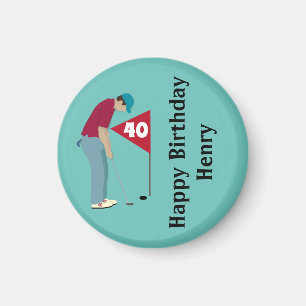 Green Golfer Putting  Magnet