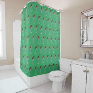 Green Golfers Putting Balls Pattern Shower Curtain