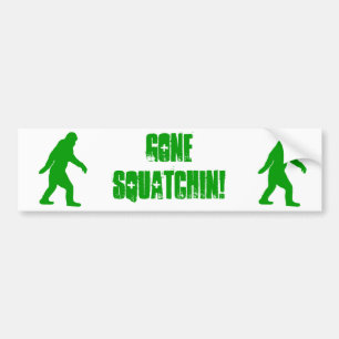 Green gone squatchin slogan text bumper sticker
