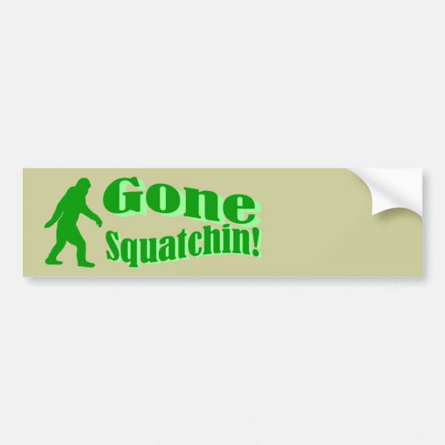 Green gone squatchin slogan text bumper sticker (Front)