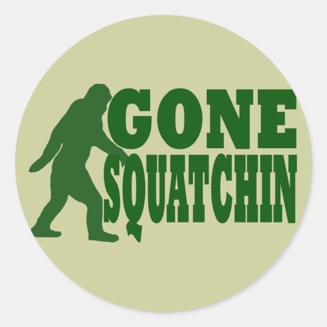 Green gone squatchin slogan text classic round sticker (Front)