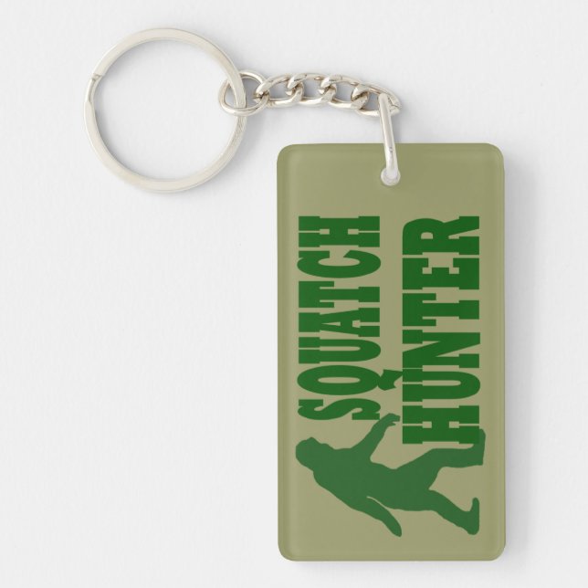 Green gone squatchin slogan text key ring (Front)