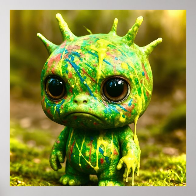 Green Goo Monster – Creepy Cute Halloween Poster (Front)