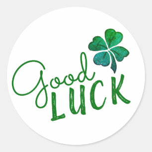Green Good Luck Four Leaf Clover Shamrock Classic Round Sticker